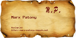 Marx Patony névjegykártya